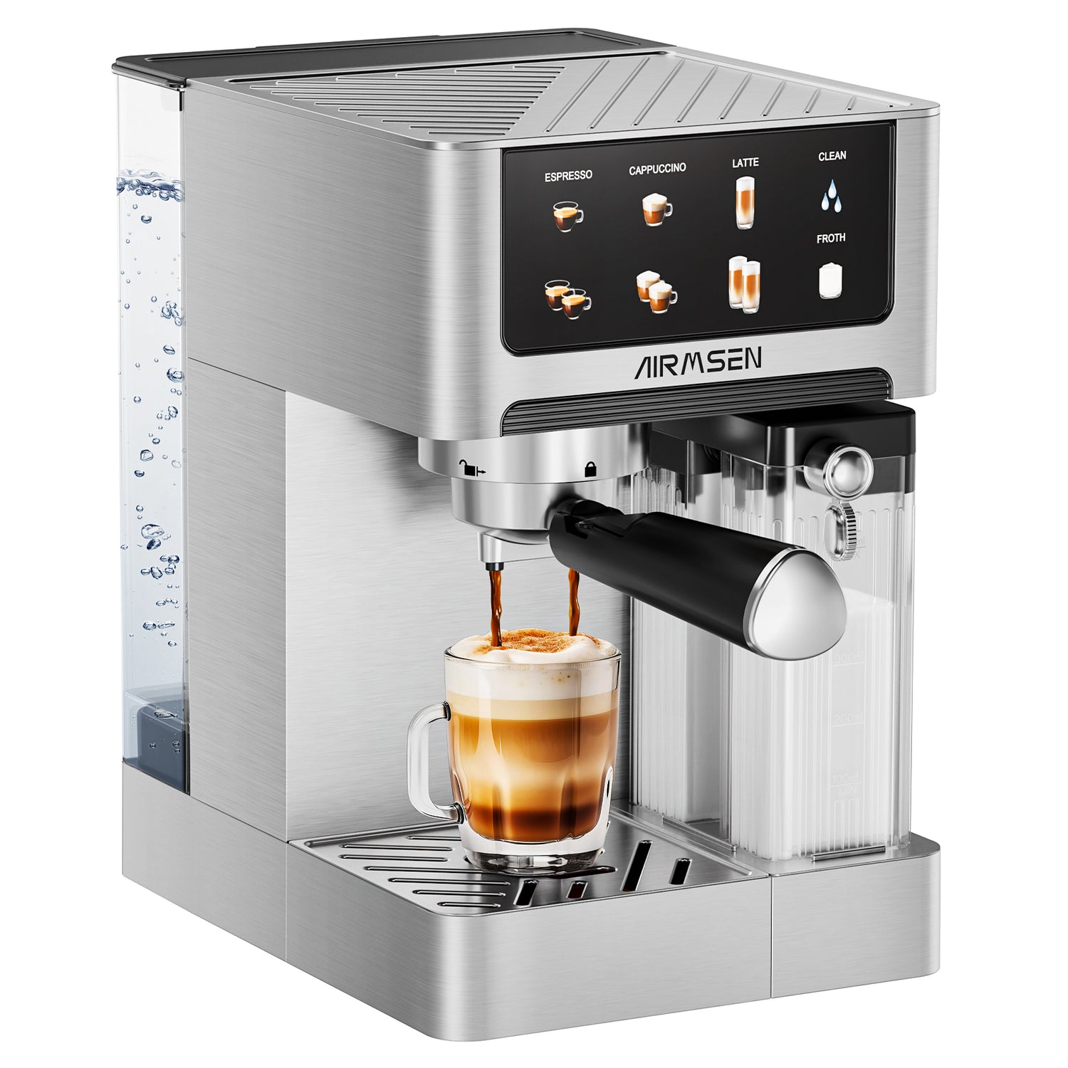 Espresso Machine with Color Touchscreen, 20 Bar Cappuccino Latte Machines with Automatic Milk Frother